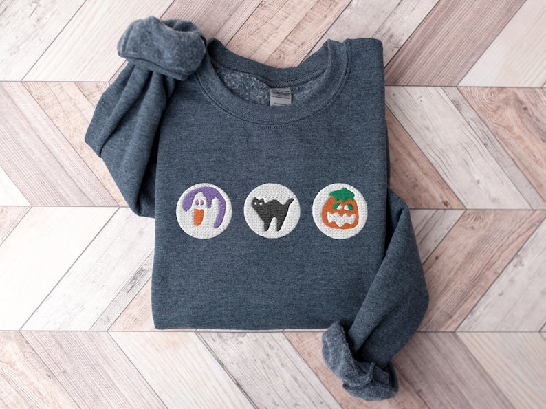 Halloween Cookies Boo Embroidered Sweatshirt