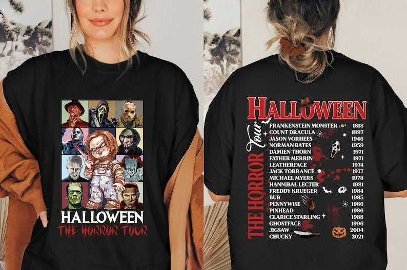 Vintage Halloween Horror Characters T-shirt