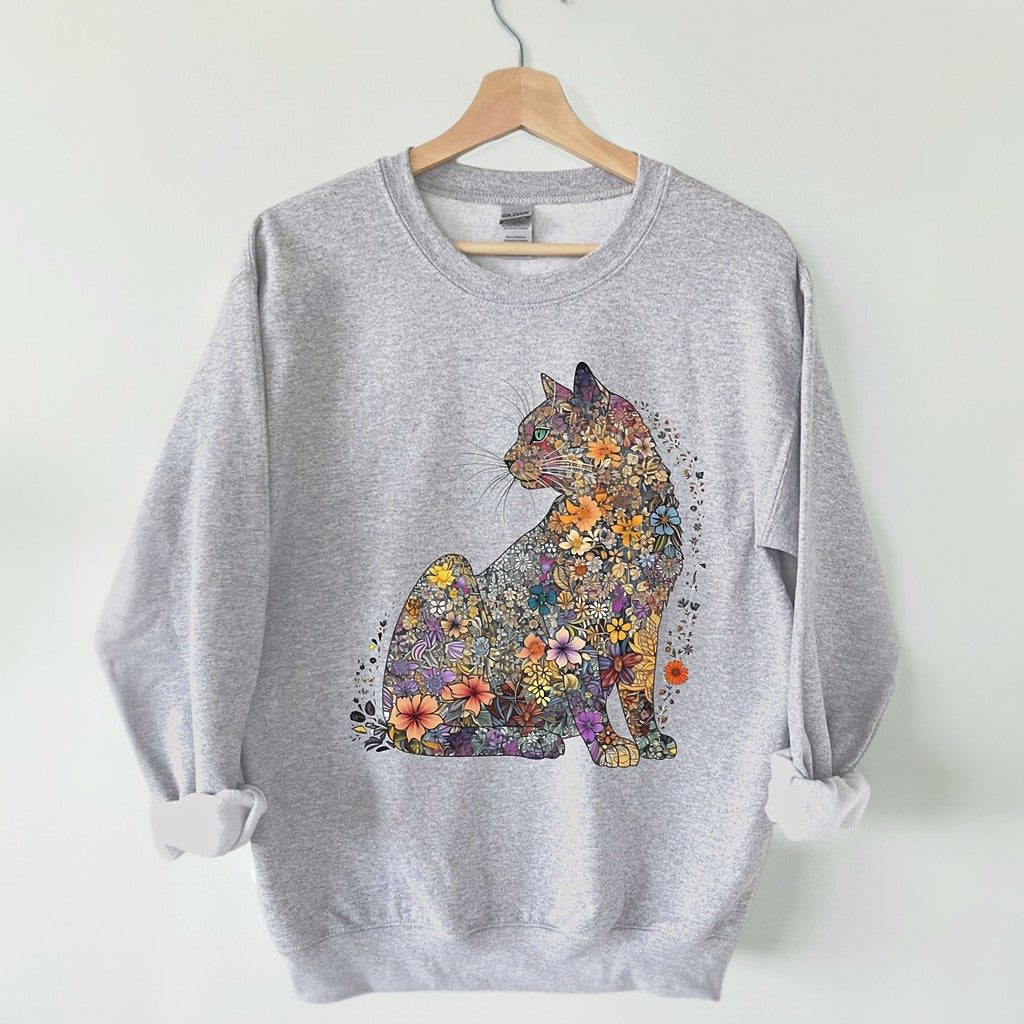 Floral Cat Mom Cat Lover Sweatshirt