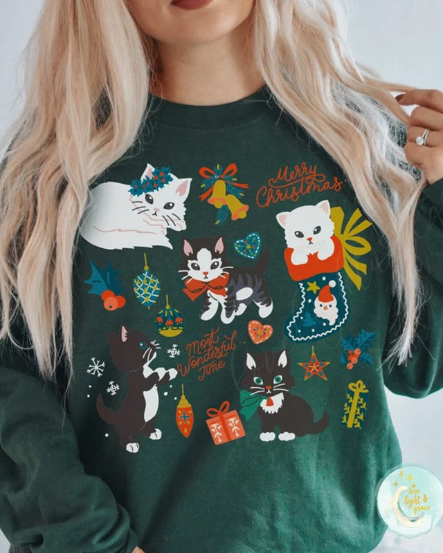 Vintage Christmas Crewneck Sweatshirt PJs Pullover Retro