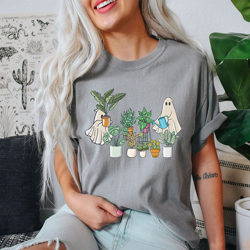 Cute Ghost Halloween Plant T-shirt