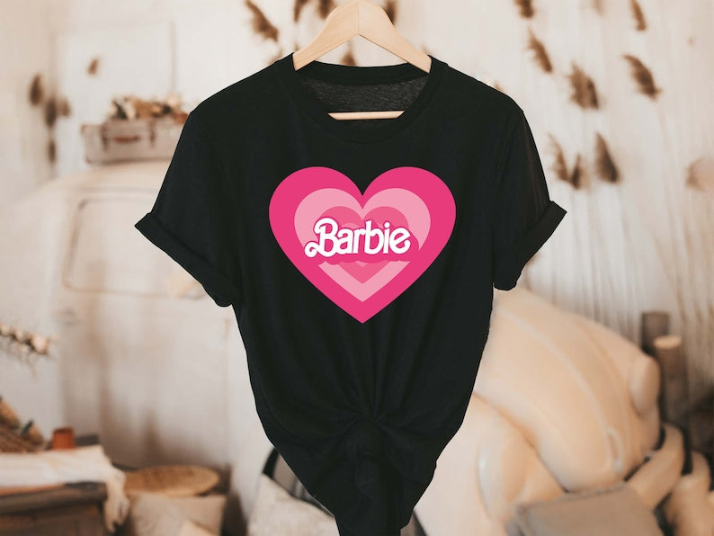 Cute Barbie Heart Print T-shirt