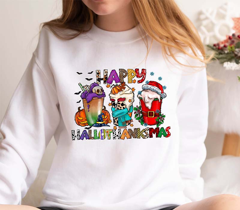 HalloThanksMas Holiday Season Sweatshirt
