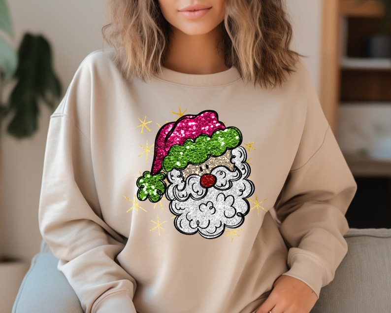 Faux Sequin Santa Sweatshirt