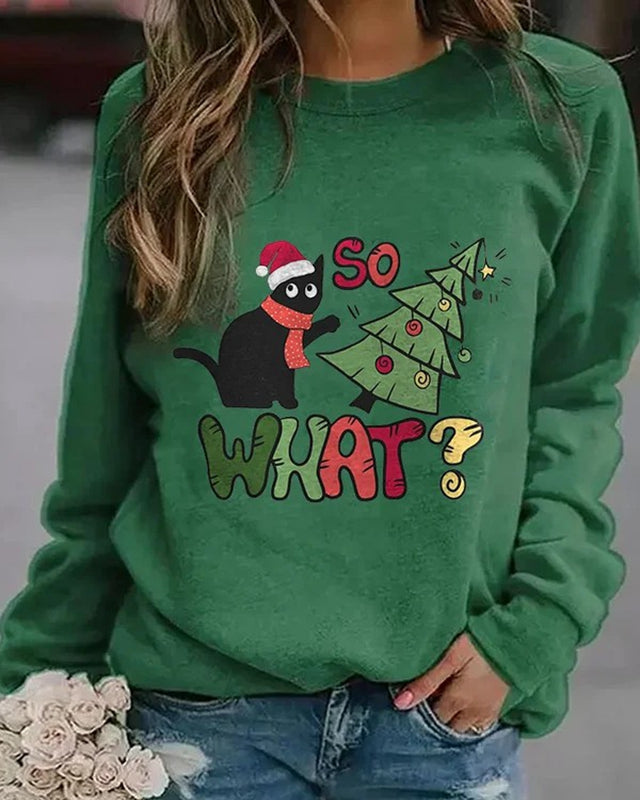 Funny Christmas Tree Print Sweatshirt